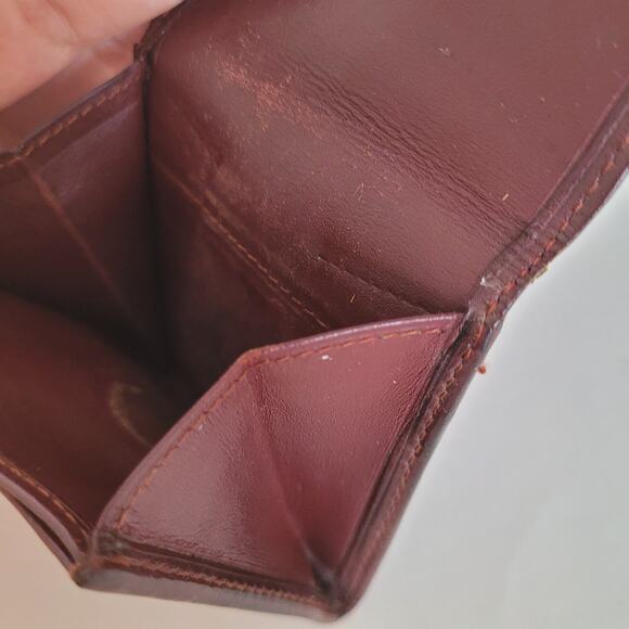 Cartier Vintage Mini Coin Case Pouch Wallet Bordeaux Leather Small Red Burgundy - Picture 7 of 11